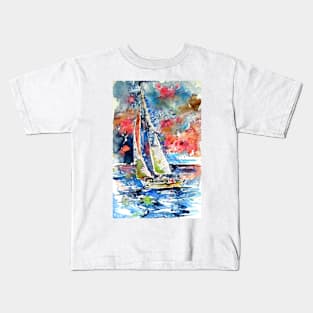 Sailboat with seaguls Kids T-Shirt